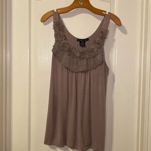 Simply Irresistible Beige Brown Sleeveless Floral Blouse Size Large EUC